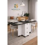 Homesta Dekor Homesta Katlanır Masa Yemek ve Çalışma Masası Tekerlekli 3 Çekmeceli %100 Mdf Kurulu Gönderim - Royal Mermer