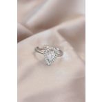 HomeStore Ayarlamalı Silver Renk Metal Zirkon ve Kristal Taşlı Damla Model Yüzük