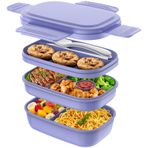 HOMETALL Yetişkin Çocuklar için İstiflenebilir Bento Kutusu, Büyük Kapasiteli 1900 ml, Dışarıda Yemek, İş, Piknik, Okul için Gereçler Setli Sızdırmaz Beslenme Kutusu Konteynerleri