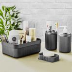 HomeTarz 4 Parça Organizer Fırçalık Sabunluk Plastik Banyo Seti
