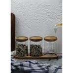 Hometarz Akasya 3lü Kavanoz Seti - Cam Kavanoz Takımı - 3 x 600 ml - Kahverengi - 3 Adet