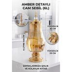 Hometarz Cam Sebil - Yağlık, Şerbetlik, Sürahi - 6 Litre, 50 Cm-2 - Amber - 6 lt
