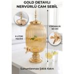 Hometarz Cam Sebil - Yağlık, Şerbetlik, Sürahi - 6 Litre, 50 Cm-7 - Amber - 6 lt