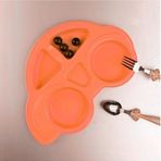 Hometarz Plastik Mama Tabağı 4 Bölmeli Pratik Bebek Yemek Tabağı Çocuk Kahvaltı Tabağı BPA İçermez Turuncu