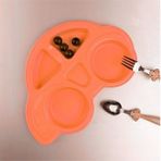 Hometarz Plastik Mama Tabağı 4 Bölmeli Pratik Bebek Yemek Tabağı Çocuk Kahvaltı Tabağı BPA İçermez Turuncu