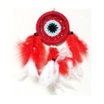 Homevia Kırmızı ve Beyaz Kuş Tüylü Dream Catcher El Yapımı Mini Duvar Süsü