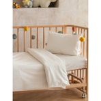 Homewell %100 Doğal Anadolu Pamuğu Hipoalerjenik Terletmeyen Bebek Nevresim Takımı Krem Puantiyeli - 100 x 150 cm