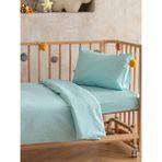 Homewell %100 Doğal Anadolu Pamuğu Hipoalerjenik Terletmeyen Bebek Nevresim Takımı Mint Puantiyeli - 100 x 150 cm