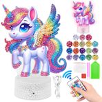Homgaty Kız çocukları için tek boynuzlu at hediyesi, 5, 6, 7, 8, 9, 10 yaş, el işi seti, elmas boyama, çocuk doğum gününde el işi, yaratıcı gece lambası, 6 – 12 yaş arası çocuklar için Noel hediyesi