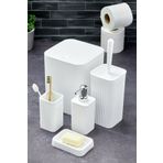 Homie Line 5 Parça Kare Banyo Seti - Çöp Kovası WC Fırçası Sıvı-Katı Sabunluk Diş Fırçası