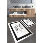 Homiko Home Sweet Home Yazılı 2'Li Büyük Boy Banyo Paspas Seti