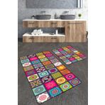 Homiko Patchwork Desenli 2'li Büyük Boy Banyo Paspas Seti
