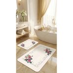 Homiko Soft Çiçek Desenli 2'li Büyük Boy Banyo Paspas Seti