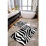 Homiko Zebra Baskılı 2'li Büyük Boy Banyo Paspas Seti