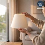 Homing 22 cm Krem Kumaş Abajur Başlığı Ev ve Ofis Kullanımı İçin Modern Tasarım