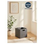 Homing Çok Amaçlı Keçe Organizer Sepet Dolap İçi Düzenleyici -Tekli Gri // 24 X 24 Cm