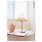 HOMİNG Homing Lotus Gold Ahşap Taban Abajur Krem