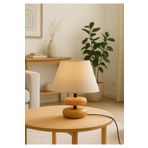 HOMİNG Homing Moji Natural Ahşap Tasarım Abajur / Kumaş