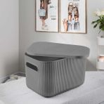 Homing Kapaklı Plastik Çok Amaçlı Organizer Kutu 25x18x16 cm – Ev ve Ofis Düzeni İçin Kullanışlı Depolama - Gri