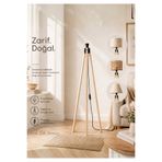 HOMİNG Natural Renk Mdf Tripod Lambader Ayağı