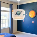 Homing Space Uzay Temalı Çocuk Odası Sarkıt Beyaz - Krem Modern Tasarım 30x20 cm