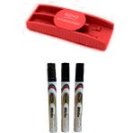 Homix Beyaz Yazı Tahtası Kalemi 3'lü Set + Manyetik Silgi Kalem Gözlü