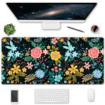 HOMKUMY Genişletilmiş Oyun Fare Altlığı, 35,5 x 15,75 Kaymaz Büyük Masa Pedi, Dikişli Kenarlı Fare Altlığı Su Geçirmez Klavye Mouse Mat Masa Koruyucu, Oyun, Ofis ve Ev için, Çiçek Açan Çiçekler