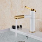 HommomH YHSGY Döner Beyaz Boyama Banyo Bataryası Tek Saplı Döner Lavabo Lavabo Sıcak ve Soğuk Su Mikser Musluk
