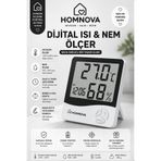 Homnova Derece Termometre Isı Nem Alarm Dijital Termometre Oda Sıcaklığı Iç Mekan