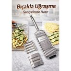 Homnova Pratik 3 Başlıklı Paslanmaz Çelik Sebze Doğrayıcı Rende Dilimleyici Seti