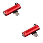 Homoyoyo 2 Adet kulaklık adaptörü USB c'den 3'e. USB c kulaklık ses adaptörü telefon takılar kulaklık adaptörleri jak adaptörü 2' 1 arada dönüştürücü Aksesuarlar alüminyum alaşım kırmızı