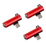 Homoyoyo 3 Parça Kulaklık Adaptörü Dönüştürücü Jak Adaptörü Usb c Için Usb Adaptörü Usb C'den 3'e. Type-c - 3,5 Mm Ses Usb Adaptörleri Alüminyum Alaşım Aksesuarlar Kırmızı 2' 1 Arada