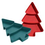 HOMSFOU 2 Yılbaşı Ağacı Meyve Tabağı Noel Servis Tabağı Bölünmüş Atıştırmalık Tabağı Noel Ağacı Şarküteri Panosu Tatil Servis Tahtası Yemek Teşhir Ahşap Tepsi Suşi Tabağı Modelleme Pp