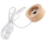 HOMSFOU Ahşap LED Ekran Tabanı, Yuvarlak Ahşap Işıklı Taban Teşhir Standı Parlayan Kristal Toplar Raf LED Işık Tabanı Kendin Yap Kar Küresi Kiti için Cam Reçine Sanat Balık Kase Müzik Kutusu 6 cm