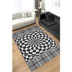 Homshtag Damalı İllüzyon Geometrik Desenli Halı Siyah Beyaz Oturma Odası Halısı Modern Salon Halısı Çok Renkli