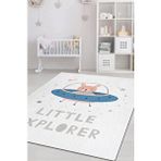 Homshtag Minik Kaşif Beyaz Renkli Çocuk Odası Halısı Minimal Çocuk Halısı Bebek Temalı Halı Çok Renkli