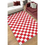 Homshtag Minimalist Damalı Kırmızı Beyaz Halı Kareli Oturma Odası Halısı Retro Tarzı Salon Halısı Çok Renkli