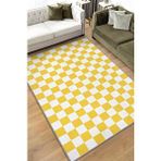 Homshtag Minimalist Damalı Sarı Beyaz Halı Kareli Oturma Odası Halısı Retro Tarzı Salon Halısı Çok Renkli