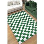 Homshtag Minimalist Damalı Yeşil Beyaz Halı Kareli Oturma Odası Halısı Retro Tarzı Salon Halısı Çok Renkli