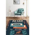 Homshtag Retro Müzik Çok Renkli Müzik Sever Halısı Müzisyene Hediye Halı Müzik Figürlü Halı