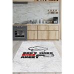 Homshtag Şefi Kızdırma Beyaz Renkli Mutfak Halısı Mutfak Temalı Minimal Modern Mutfak Halısı Çok Renkli