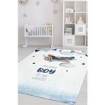 Homshtag Tatlı Oğlum Beyaz Mavi Renk Çocuk Odası Halısı Dokuma Minimal Çocuk Halı Bebek Temalı Halı Çok Renkli