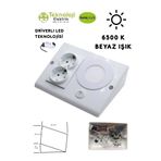 HOMSPARK Tezgah Dolap Altı 2'li Priz Anahtarlı 3 Watt Led Spot Aydınlatma( BEYAZ IŞIK ) 3 Renk Kasa Modeli