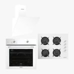 Homtego B66-S2 - KO-40 TAHDF - DA6-833 Beyaz Cam Ankastre Set