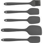 Homvira🖐️5’li Silikon Spatula & Yağlama Fırçası Seti–ısıya Dayanıklı, Yapışmaz, Servis Seti🍰🍳 - Gri