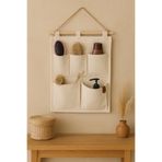 HomyJRs 5 Cepli Havlur Kumaş Çok Amaçlı Askılı Duvar Tipi Dolap Içi Banyo Mutfak Düzenleyici Organizer 35x45