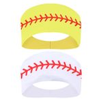 Honbay 2 adet açık hava sporları saç bantları saç aksesuarları beyzbol kafa bandı softbol kafa bandı kaymaz elastik yoga egzersiz kafa bandı moda top baskılı bisiklet bandanaları baş sargısı erkekler