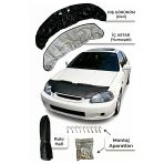 Honda Civic 1996-2000 Uyumlu Ön Kaput Koruma Maskesi Siyah Deri - Taş Çarpma & Güneş Koruyucu - Kolay Montaj