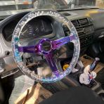 Honda Civic 1996-2001 Uyumlu 35Cm Şeffaf Baloncuklu Momo Spor Direksiyon Epoksi