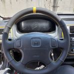 Honda Civic 2001 Euro Araca Özel Direksiyon Kılıfı (Noktalı Alcantra Sarı Yüzüklü)
